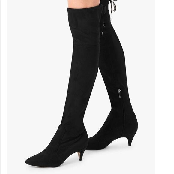 Sam Edelman Kristie Over the Knee Lace Up Black Suede Boot 6.5 NEW